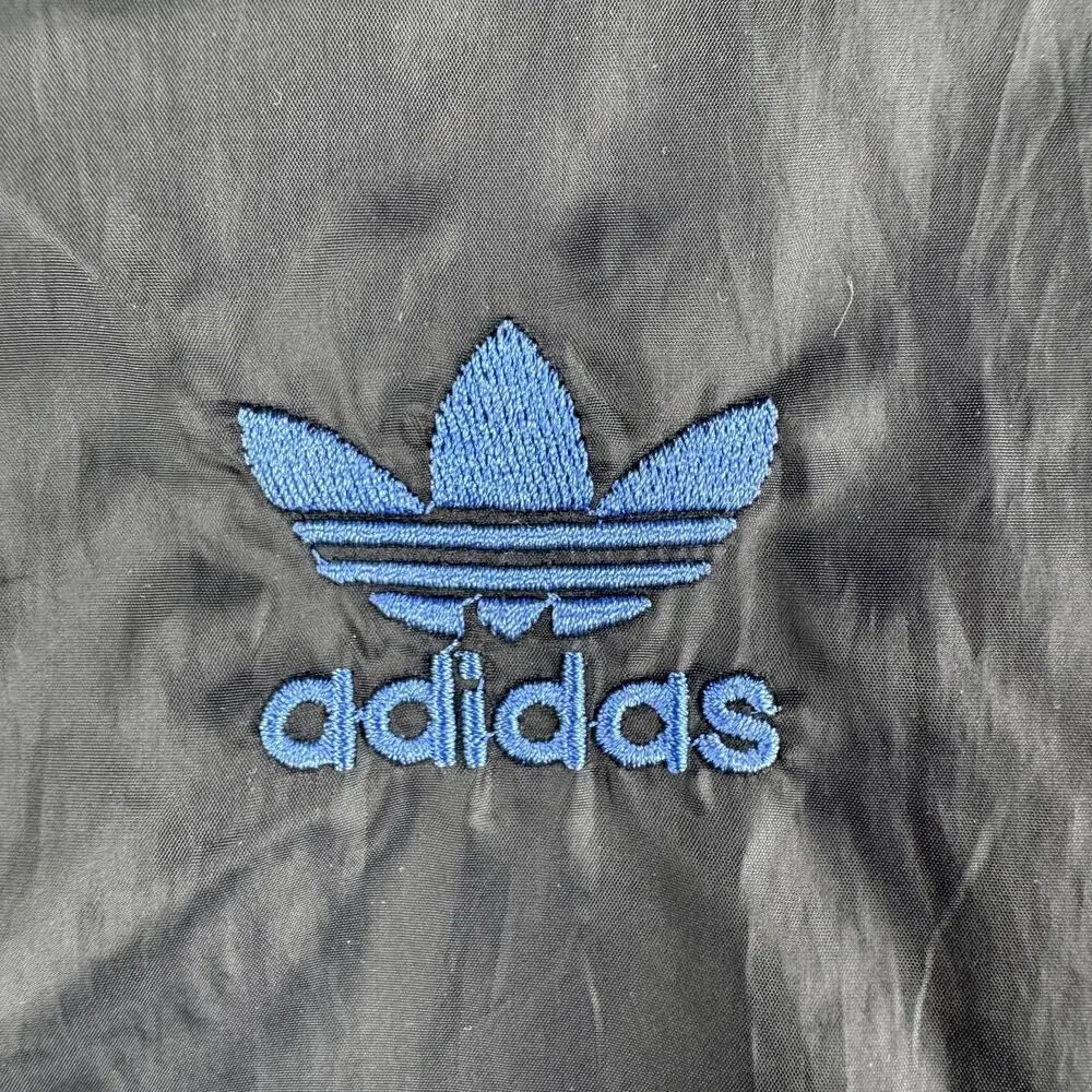 Vintage Adidas Originals Jacket Mens Medium Black Blue Hood Windbreaker Full Zip